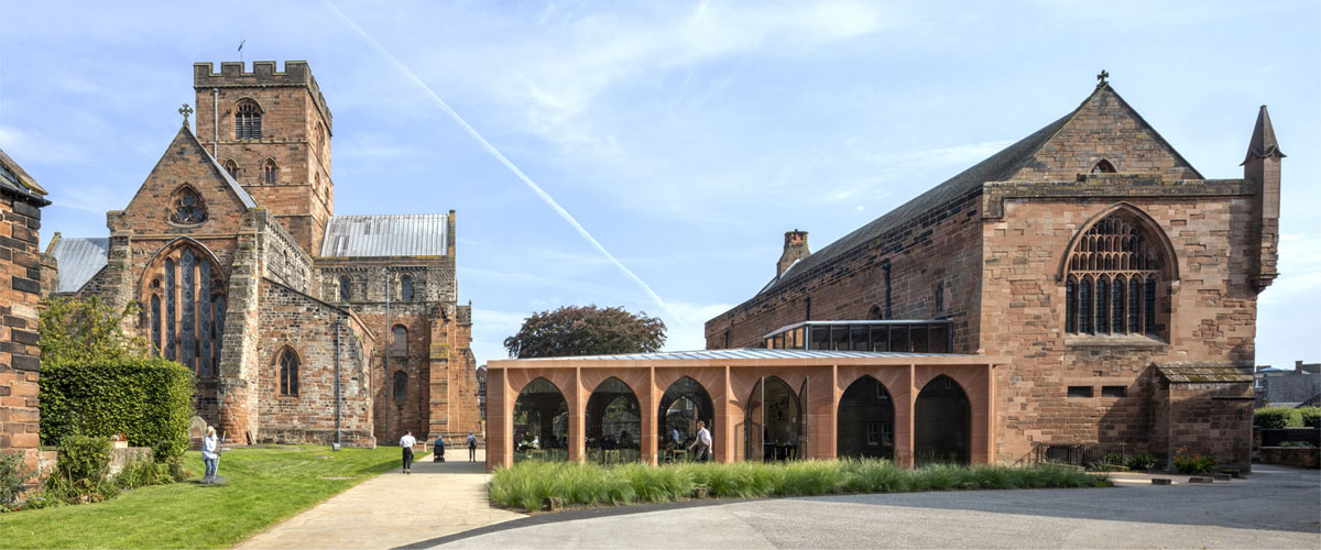 Exterior of Carlisle Cathedral and the Cafe