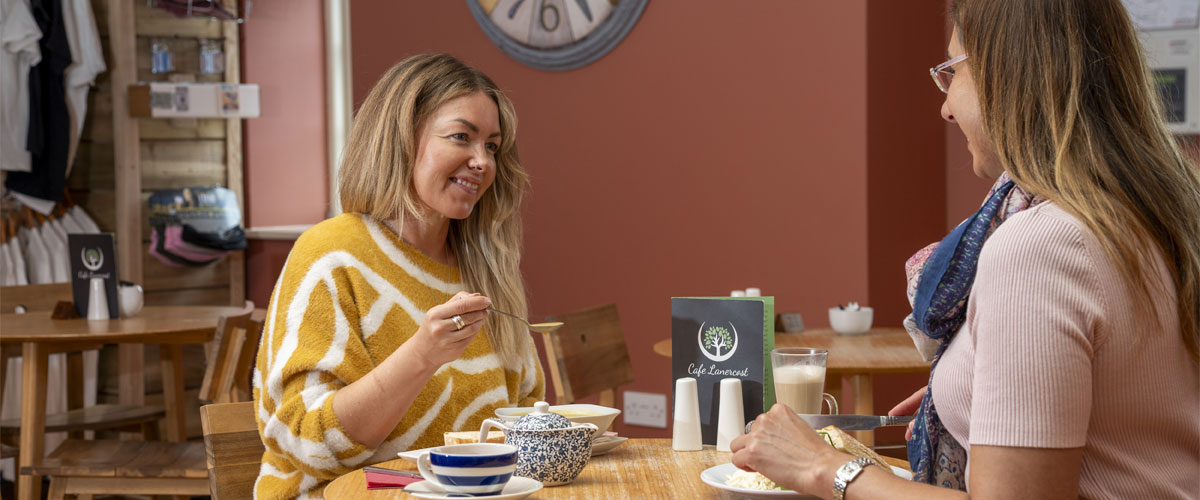 Visitors enjoy drinks at Lanercost Tea Room & Gift Shop