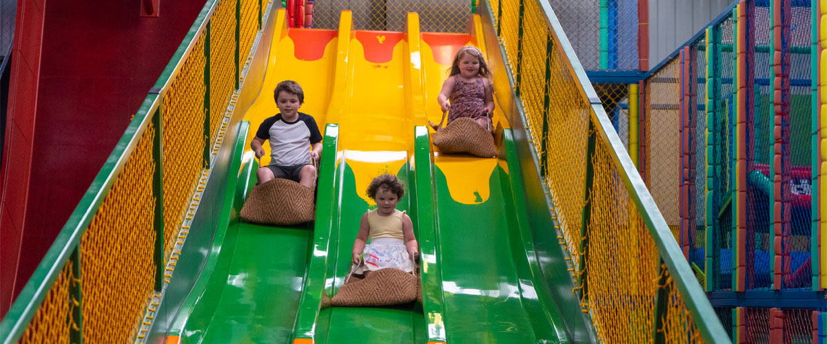 Kids on the slides at Walby Farm Park