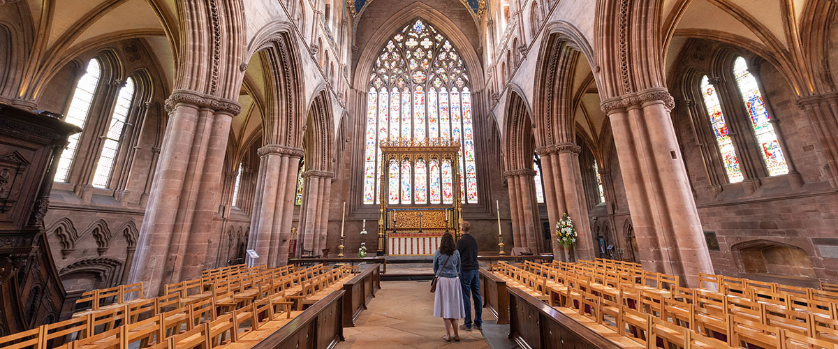 Couple standing in Carlisle Cathedral