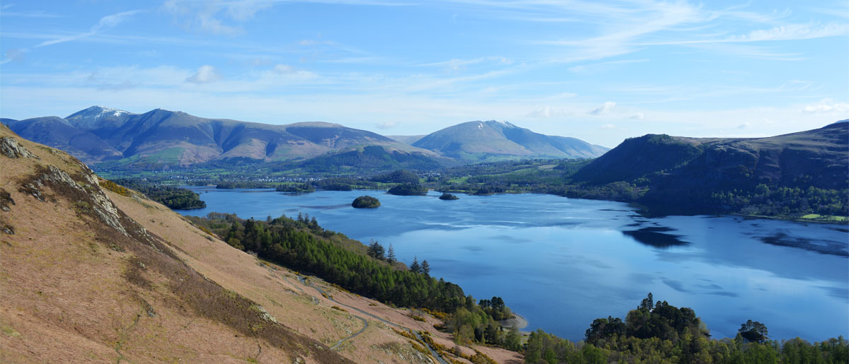 Scenic shot overlooking Derwentwater in the Lake District, Cumbria