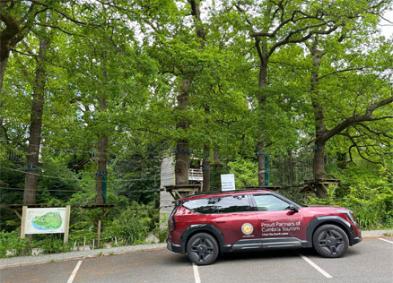 Cumbria Tourism's Kia EV9 at Brockhole on Windermere Visitor Centre