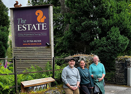 CT Staff members Gavin and Alison pose with Cat from The Estate in Patterdale, Lake District