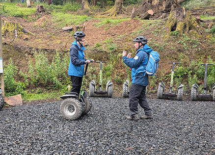 CT Team Member Mandy learning how to drive a segway at Go Ape Whinlatter