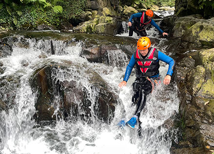 Team Members Rob Rhys and Rob Davies Canyoning at Church Beck