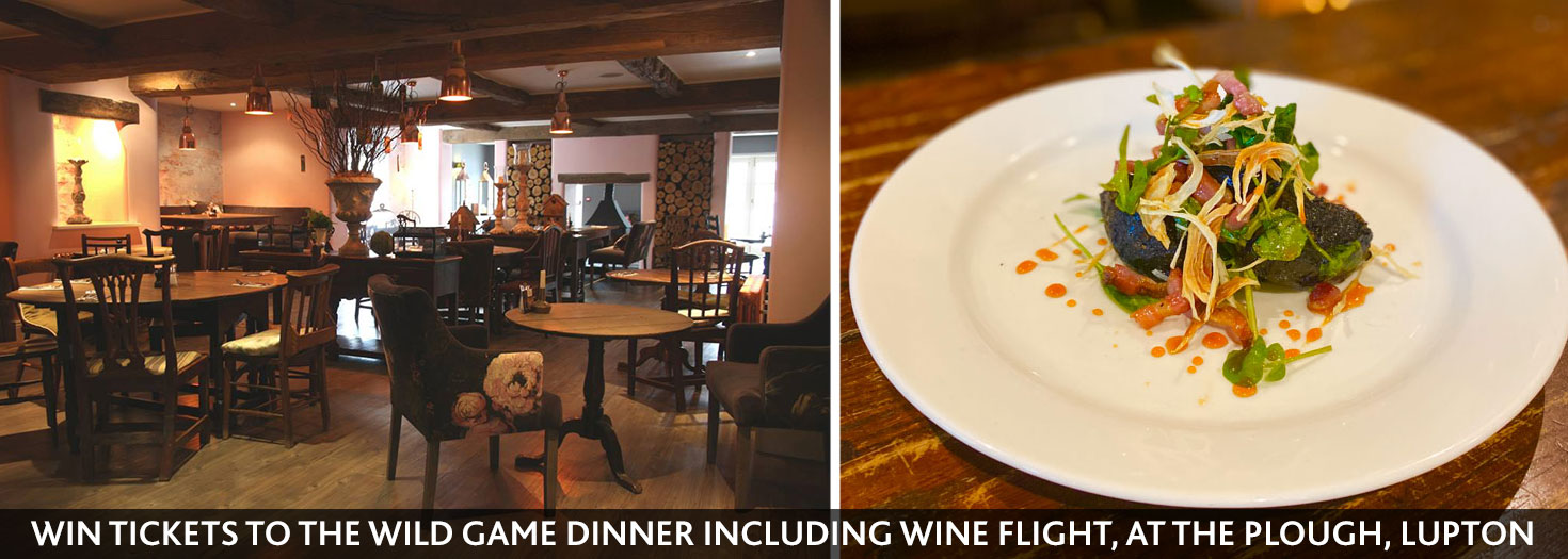 Win tickets to the Wild Game Dinner including wine flight, at The Plough, Lupton