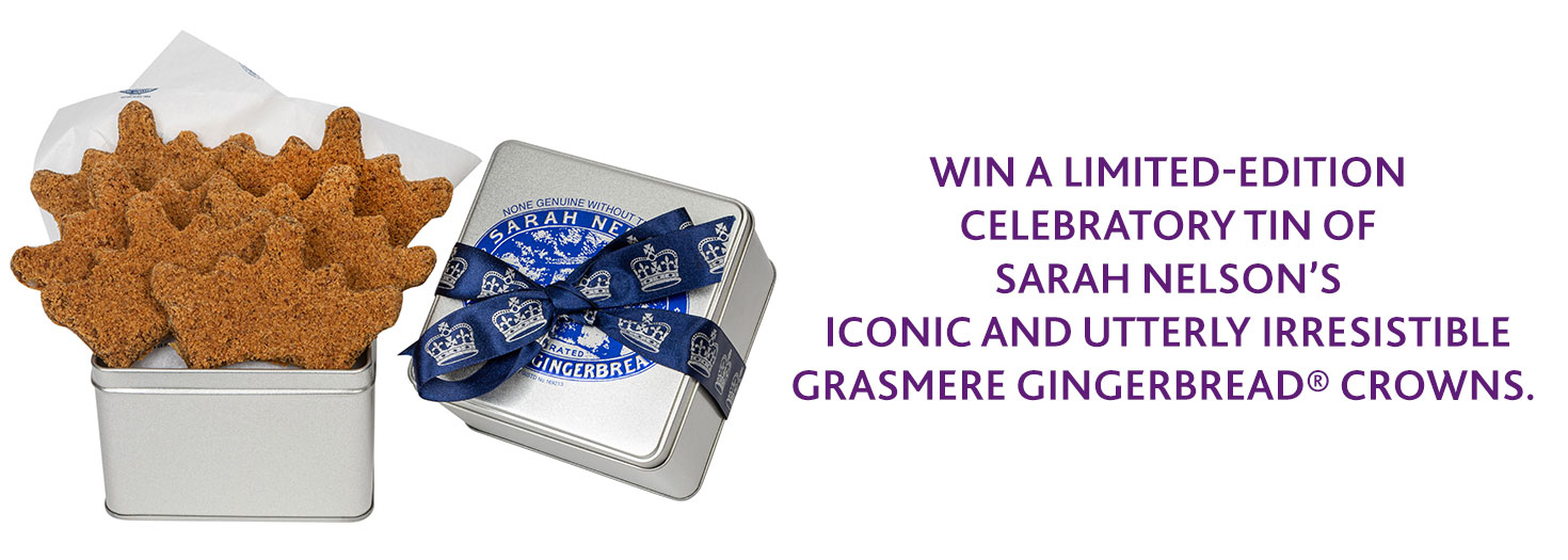 Win a Limited-Edition celebratory tin of Sarah Nelsons iconic and utterly irresistible Grasmere Gingerbread Crowns